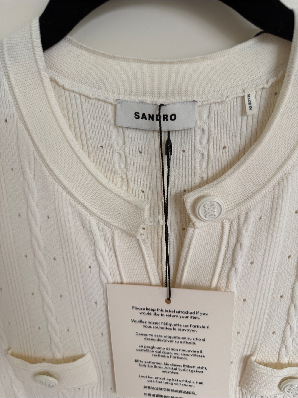 Sandro Ivory Short-Sleeve Button-Front Midi Dress - Picture 2 of 5